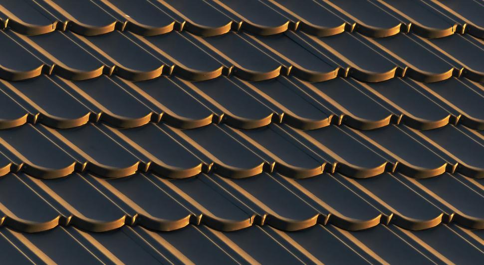 Free Image of Close-up of golden rooftop tiles pattern 