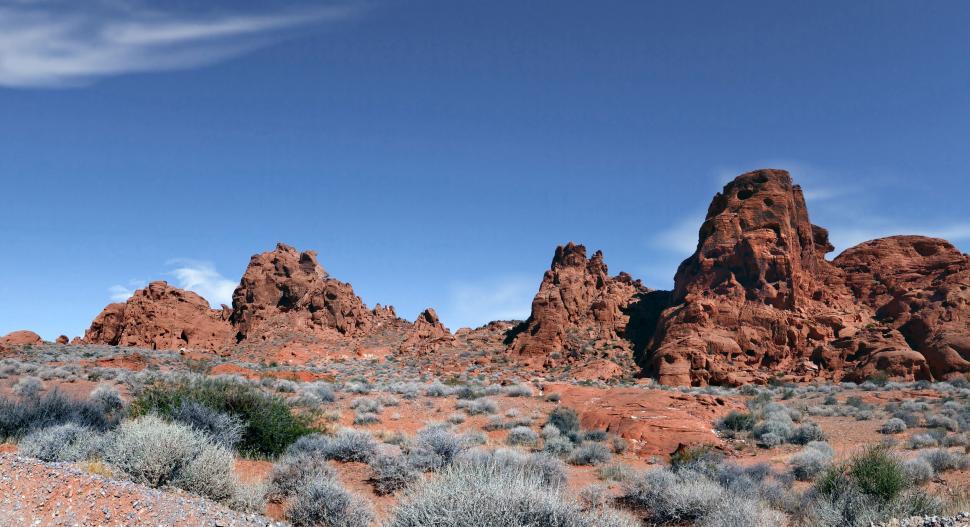 Free Image of Desert Landscape with Red Rock Formations 