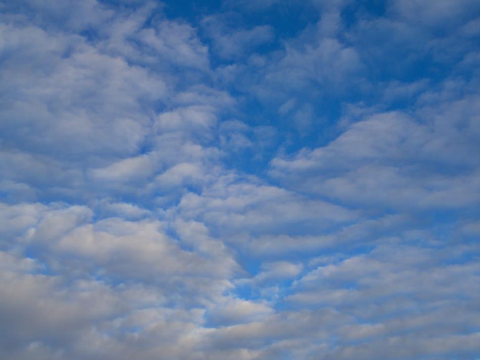 Free Image of Fluffy white clouds patterned across blue sky 