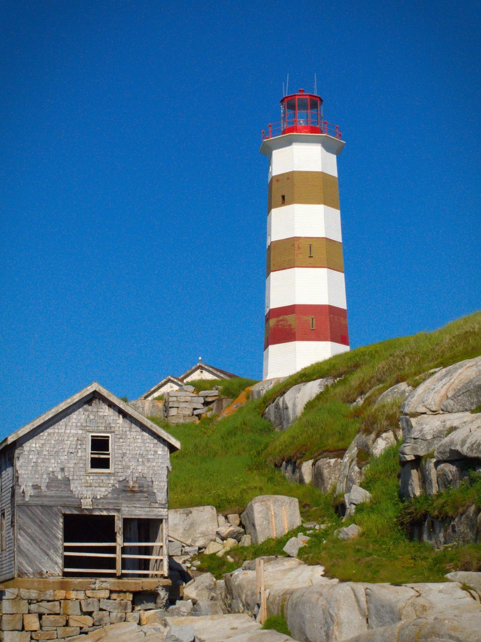 Free Image of Historic lighthouse on coastal landscape 