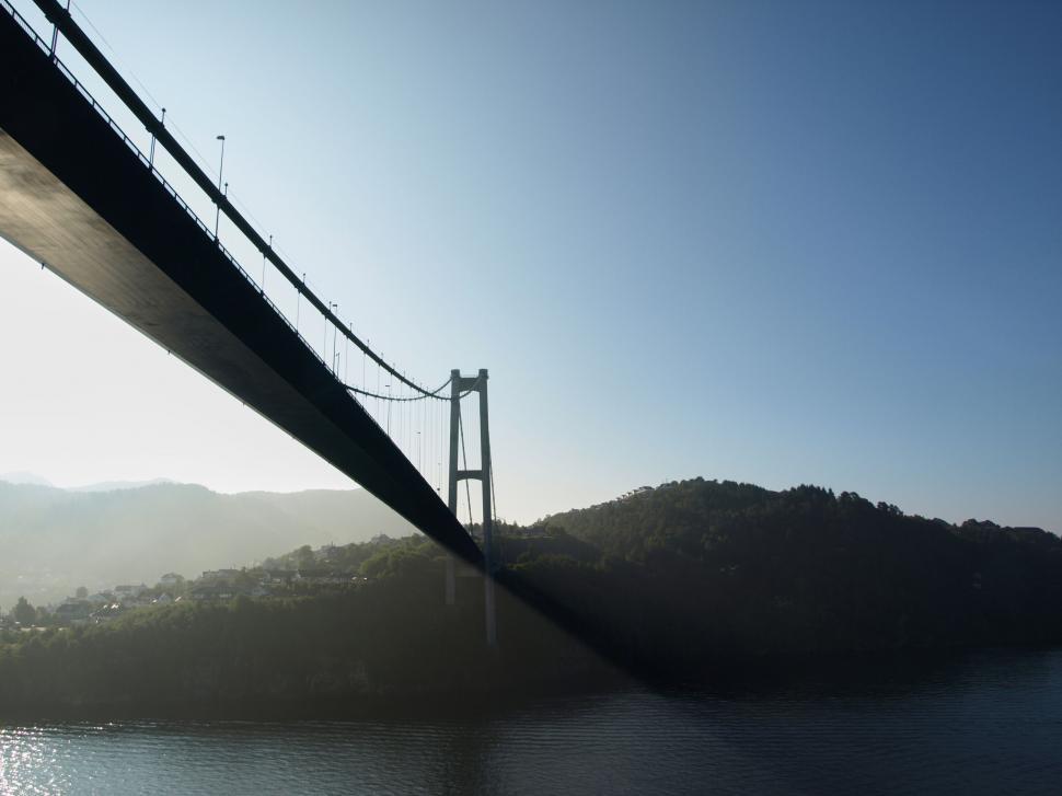 Free Image of Suspension bridge silhouette against the sky 