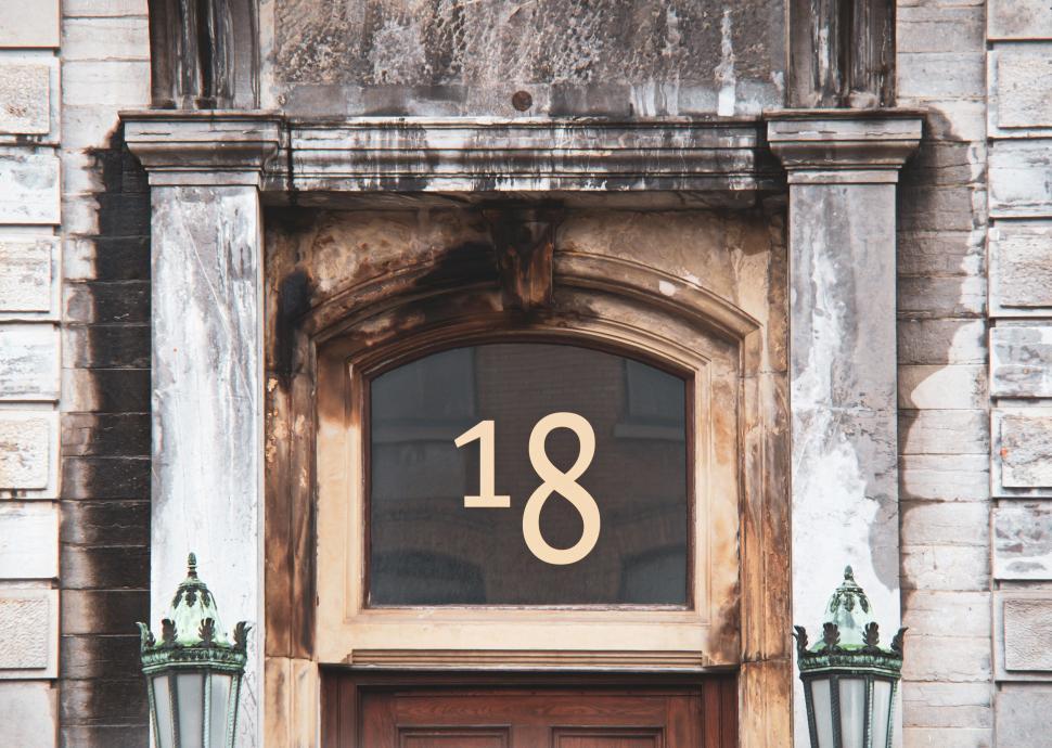 Free Image of Elegant doorway with the number 18 displayed 