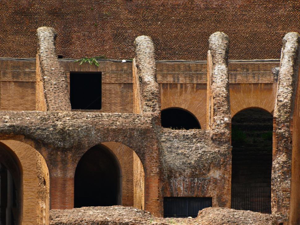 Free Image of Ancient Roman Colosseum brickwork details 