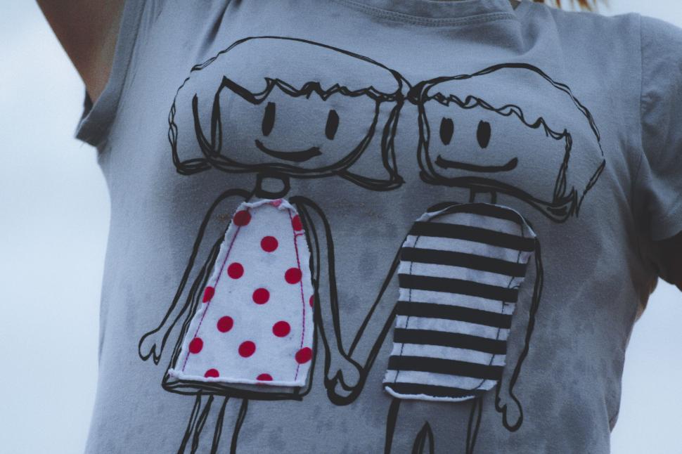Free Image of Drawing of two people on a t-shirt 