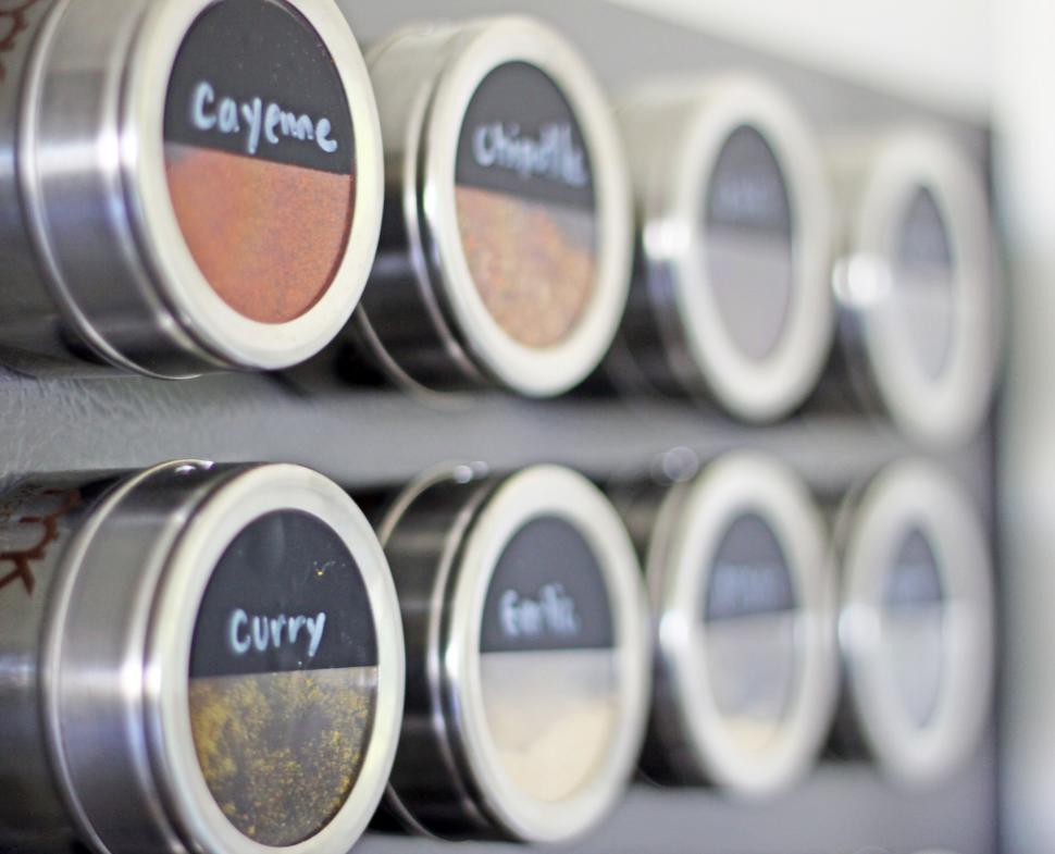 Free Image of Assorted Spices in Modern Kitchen Holders 