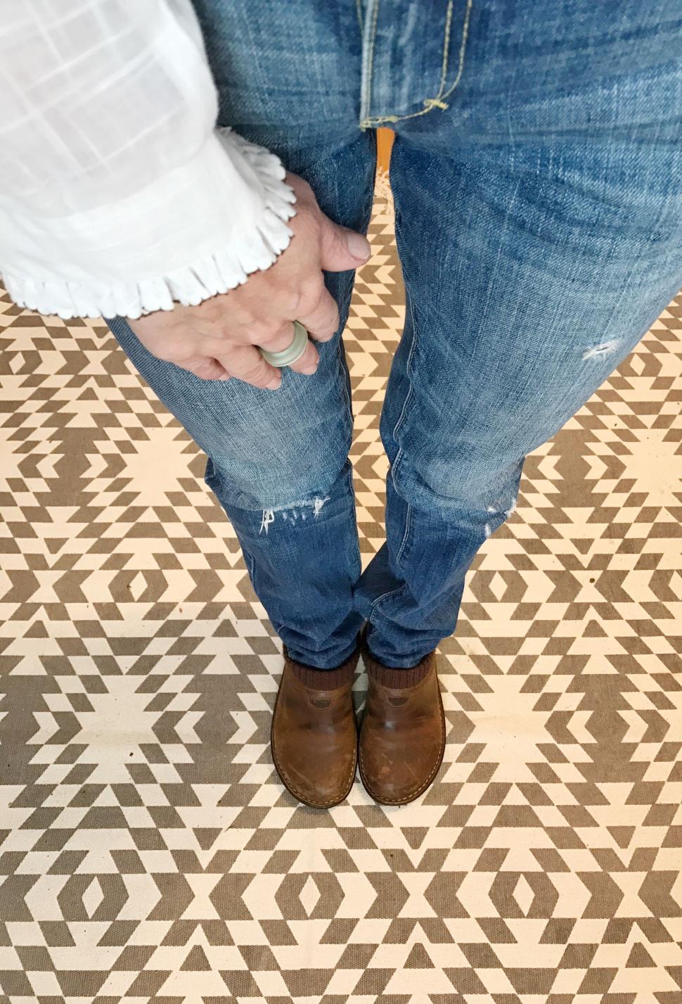 Free Image of Close-Up of Woman s Feet in Jeans and Boots 