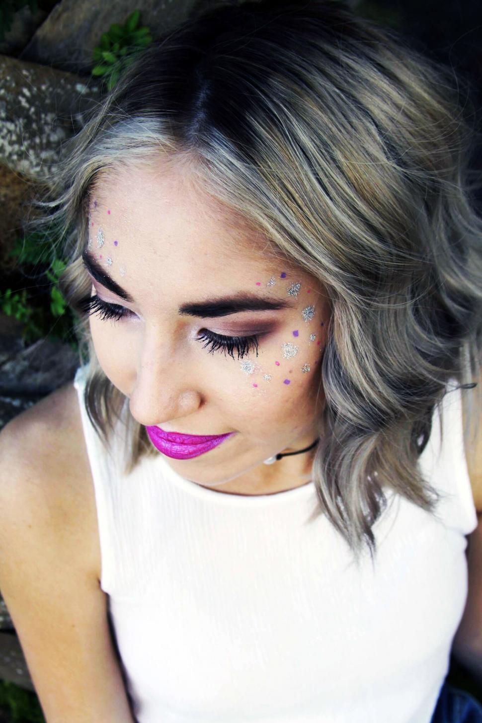 Free Image of Close-up of glittery festival makeup 