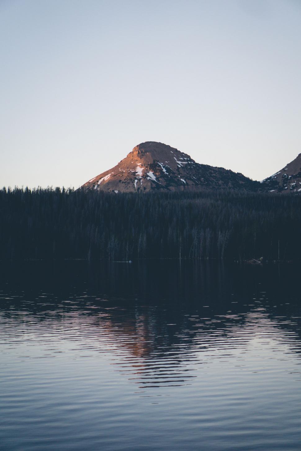 Free Image of Mountain reflected in a still lake 