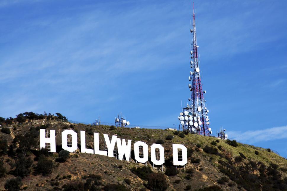 Free Image of Famous Hollywood sign under blue sky 