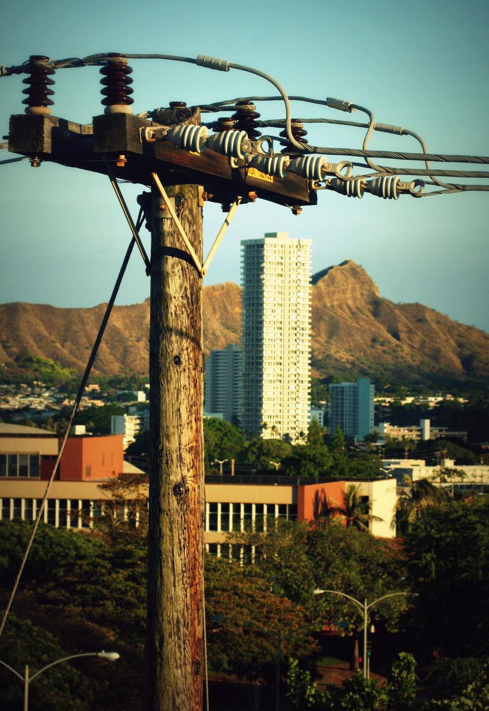 Free Image of Urban landscape with a focus on electrical pole 