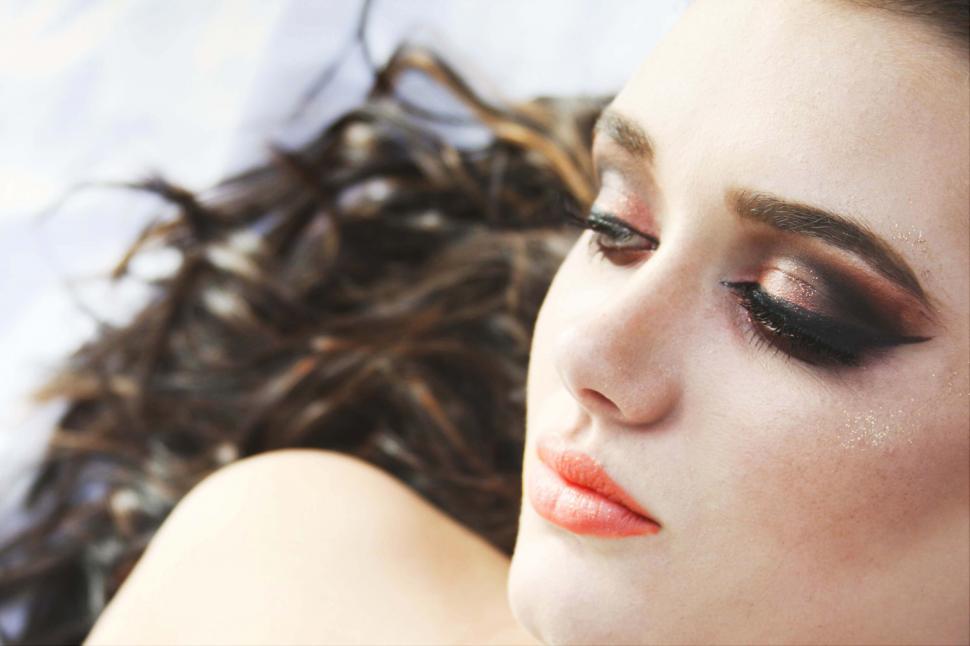 Free Image of Close-up of woman with glitter makeup 