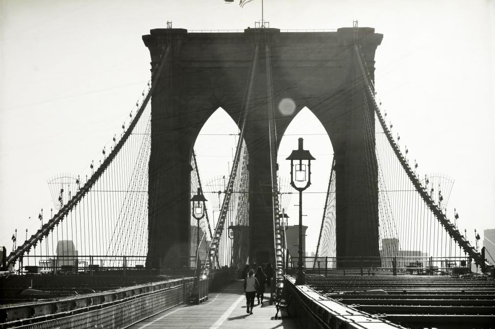 Free Image of Vintage shot of Brooklyn Bridge 