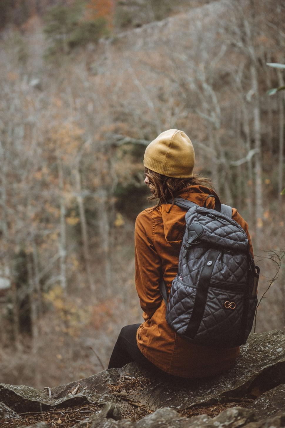 Free Image of Contemplative hiker overlooking a forested valley 
