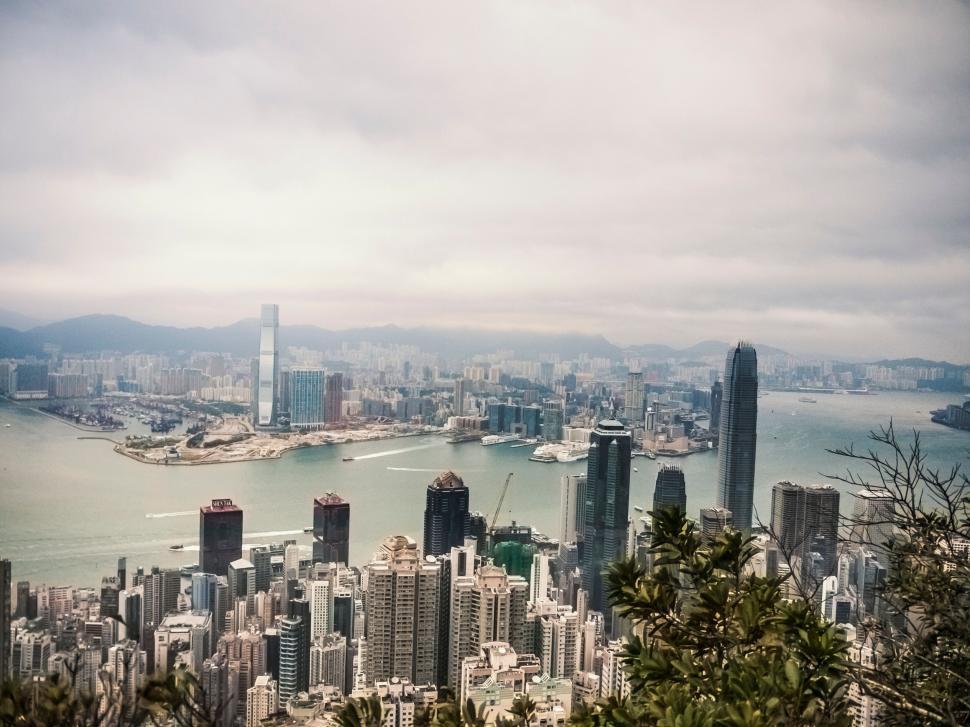 Free Image of Hong Kong skyline from Victoria Peak 
