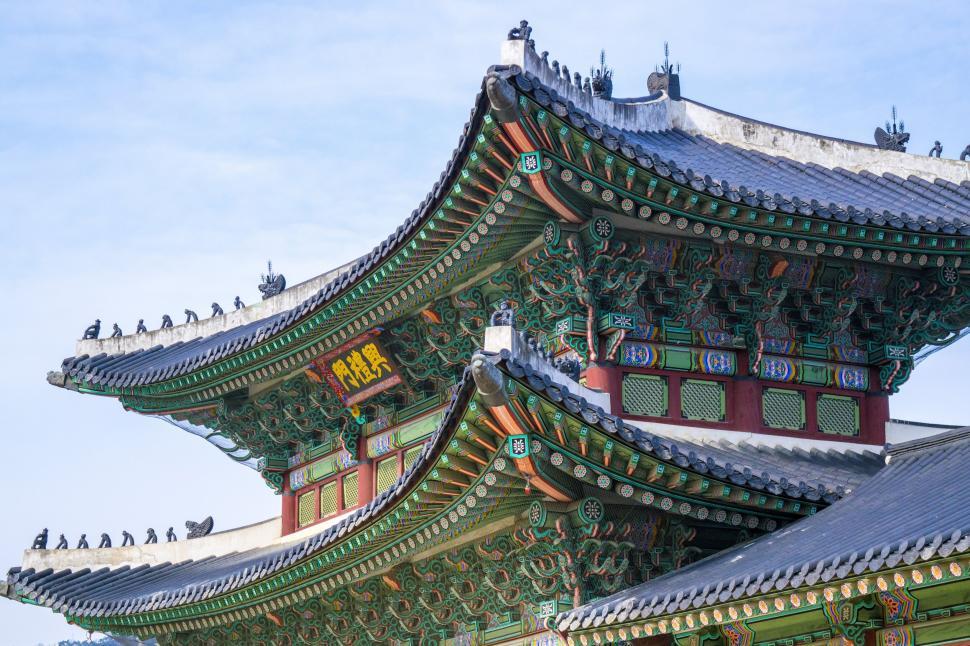Free Image of Traditional Korean architecture at Gyeongbokgung 
