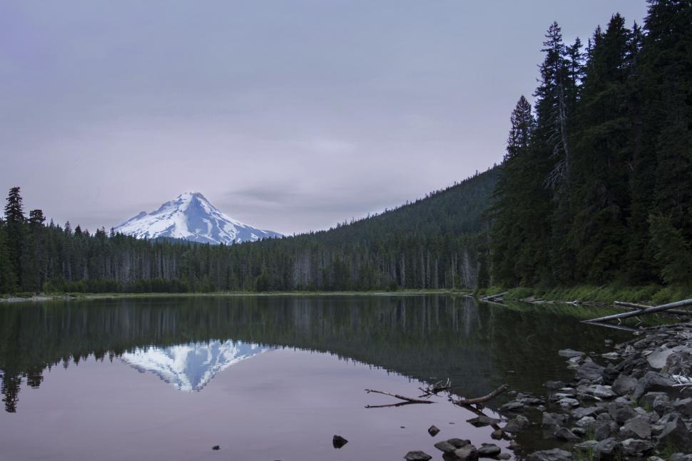 Free Image of Majestic mountain reflection in a calm lake 