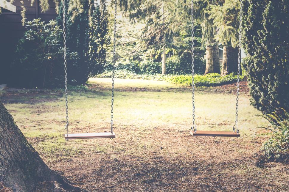 Free Image of Solitary Swings Hanging in a Serene Garden 