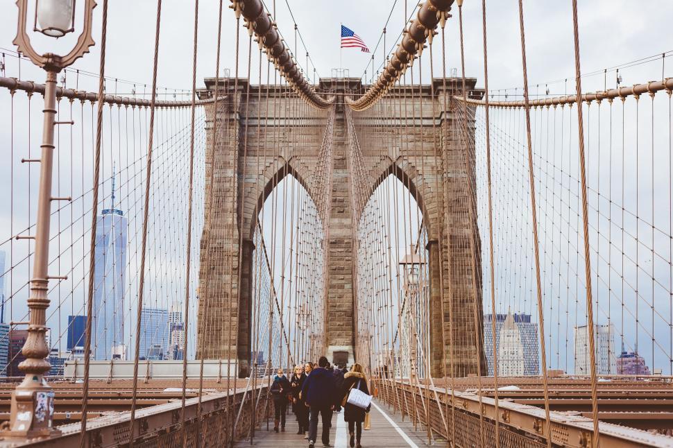 Free Image of Walking on Brooklyn Bridge New York 