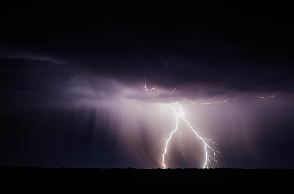 Free Image of Intense lightning storm in night sky 