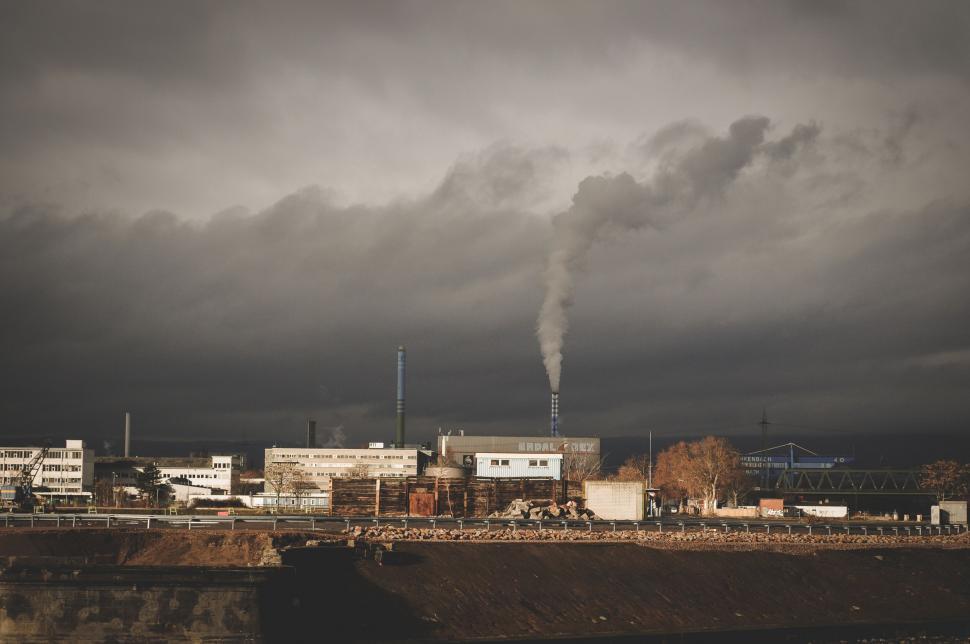 Free Image of Industrial landscape with smokestacks 