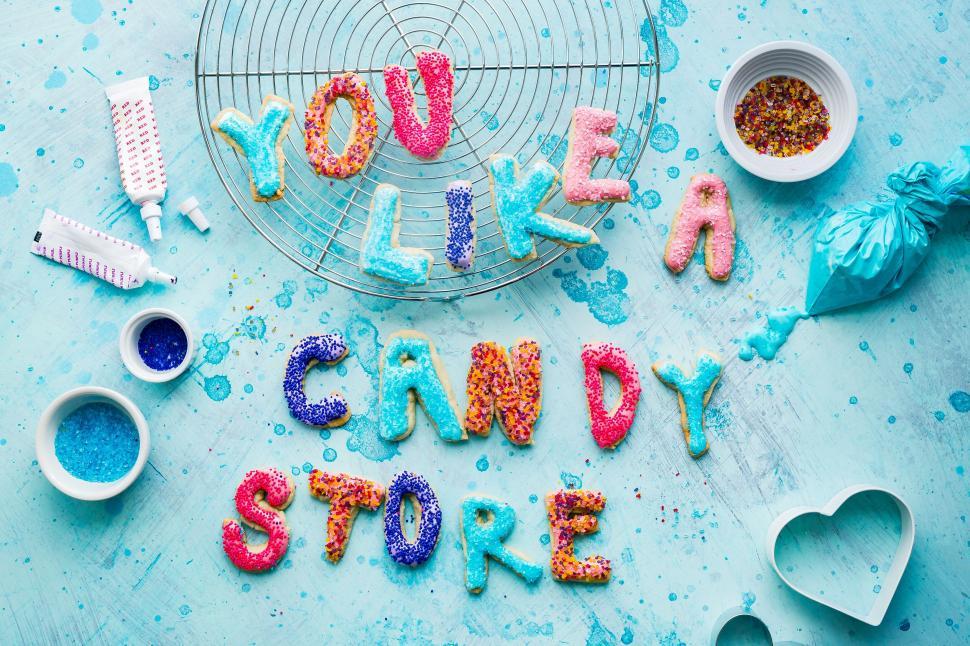 Free Image of Colorful candy letters spelling out a phrase 