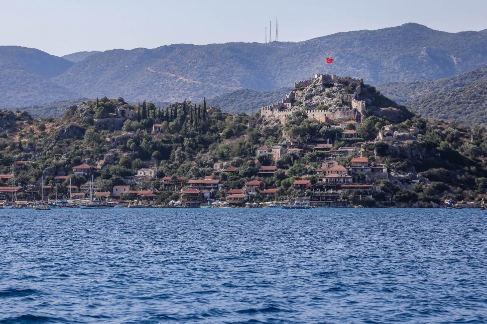 Free Image of Seaside view of a hilltop castle in Turkey 