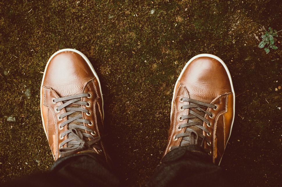 Free Image of Vintage style brown leather shoes walking 