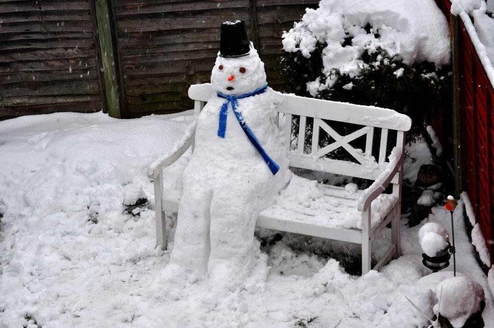 Free Image of Snowman on the garden chair 