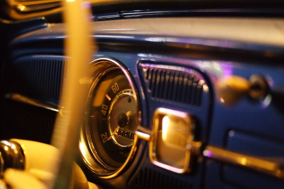 Free Image of Vintage car dashboard in vibrant colors 