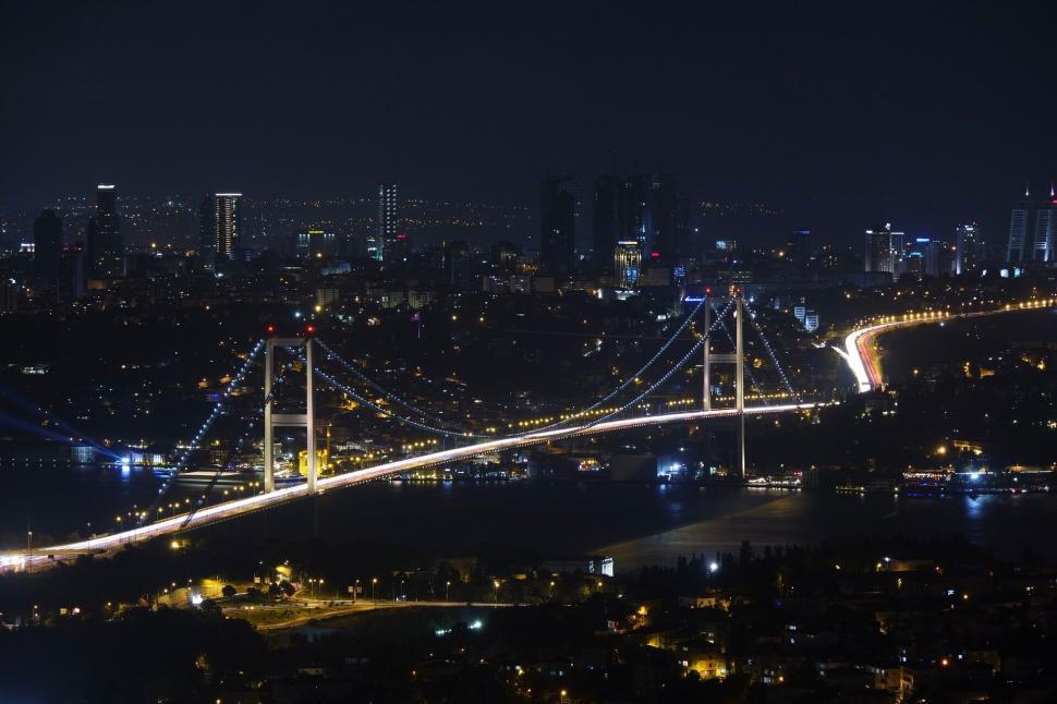 Free Image of Istanbul s Bosphorus Bridge at night 