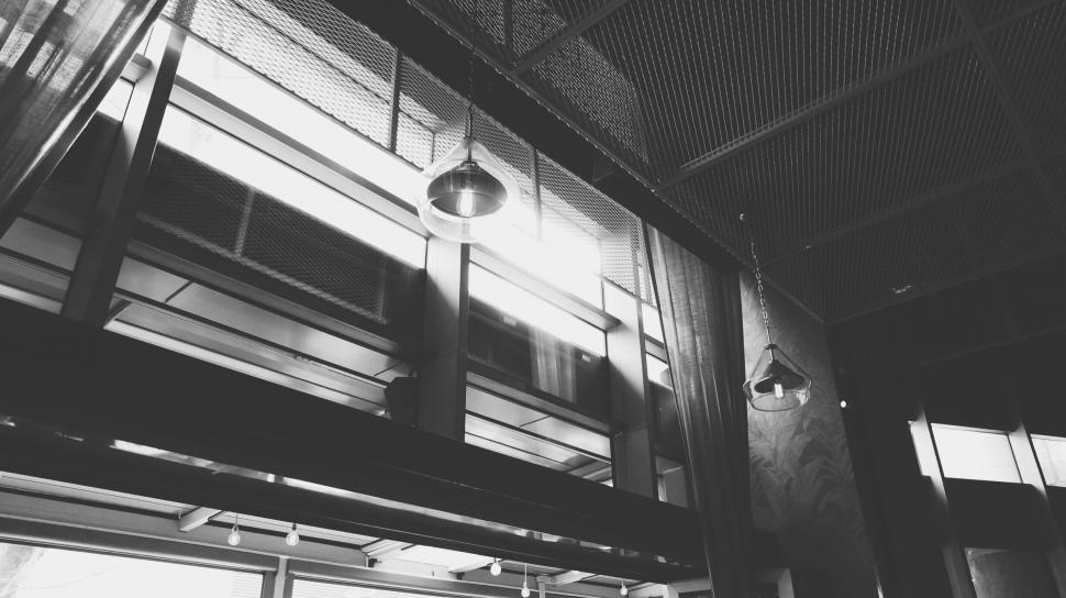 Free Image of Monochrome interior of a modern cafe 