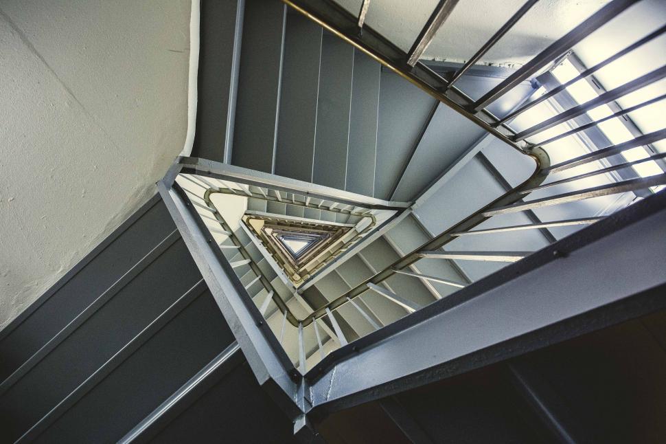 Free Image of Spiral staircase vanishing point perspective 