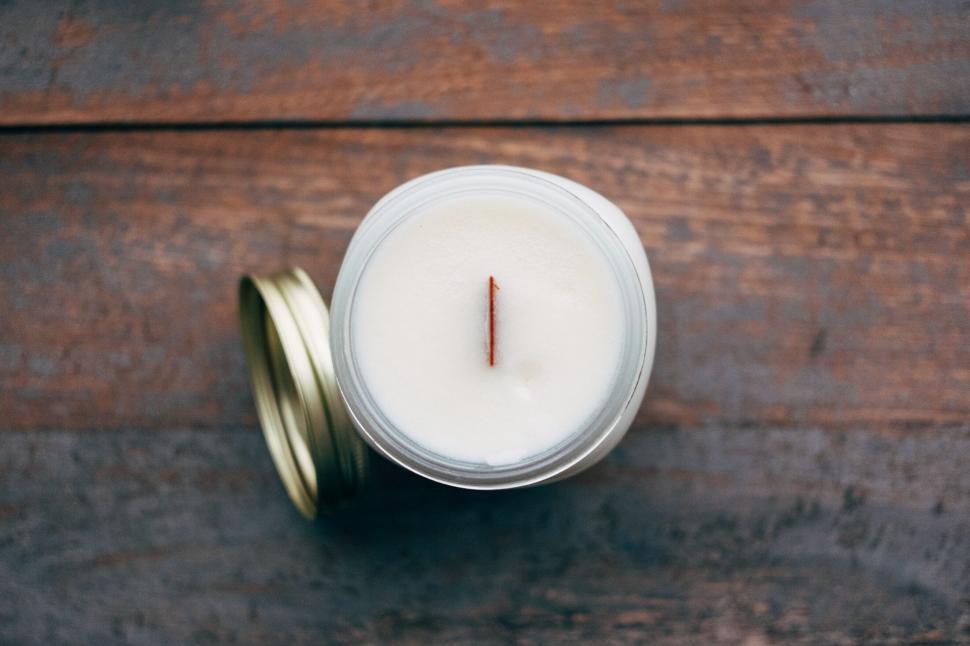 Free Image of Close-up of a simple white candle 