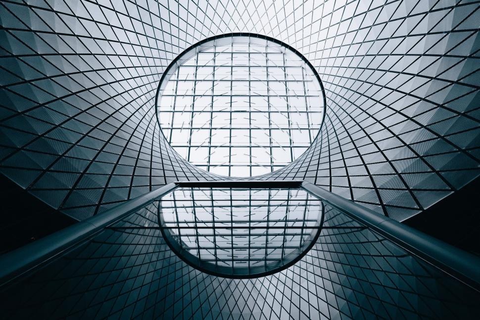 Free Image of Modern architectural symmetry of glass ceiling 