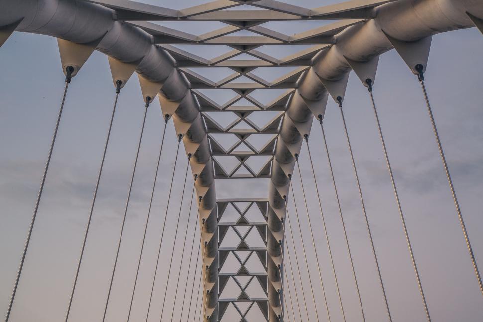 Free Image of Geometric details of a modern bridge structure 
