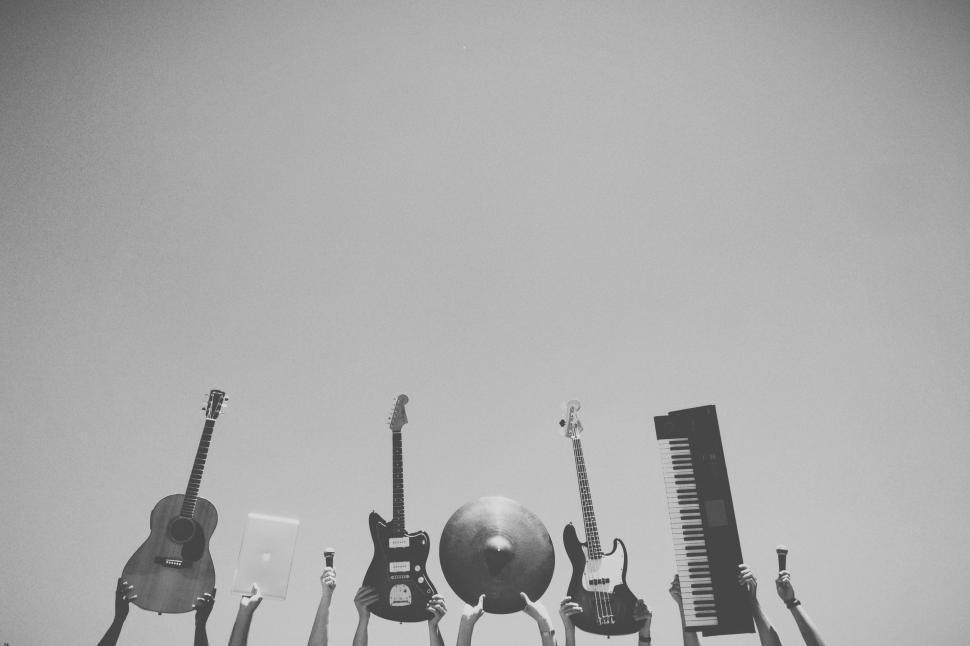 Free Image of Silhouetted musical instruments against the sky 