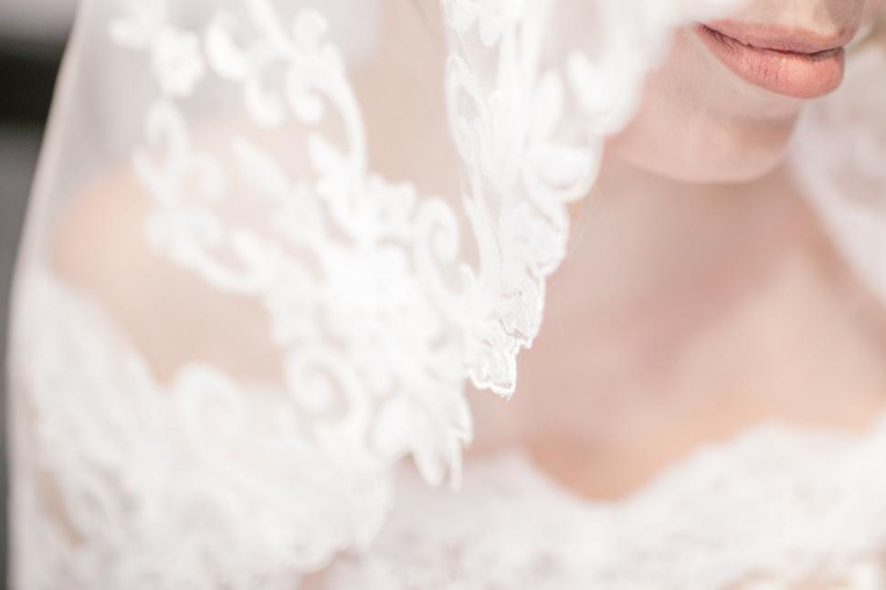 Free Image of Close-up of a bride in a delicate lace dress 