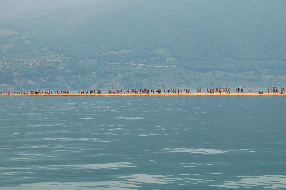 Free Image of People walking on The Floating Piers 