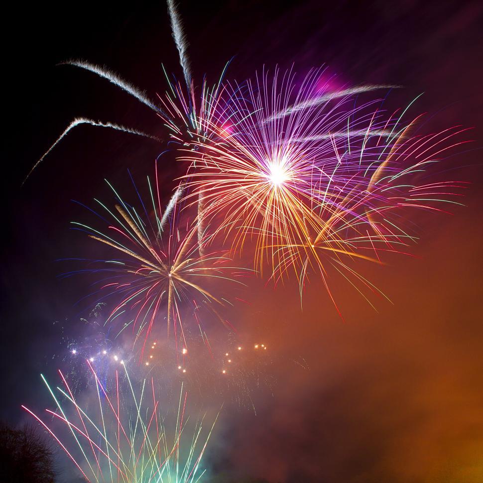 Free Image of Explosive fireworks display in night sky 