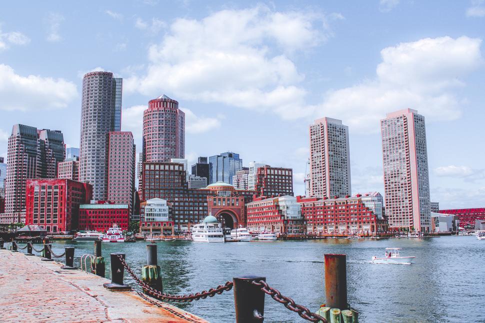 Free Image of Boston cityscape with waterfront view 