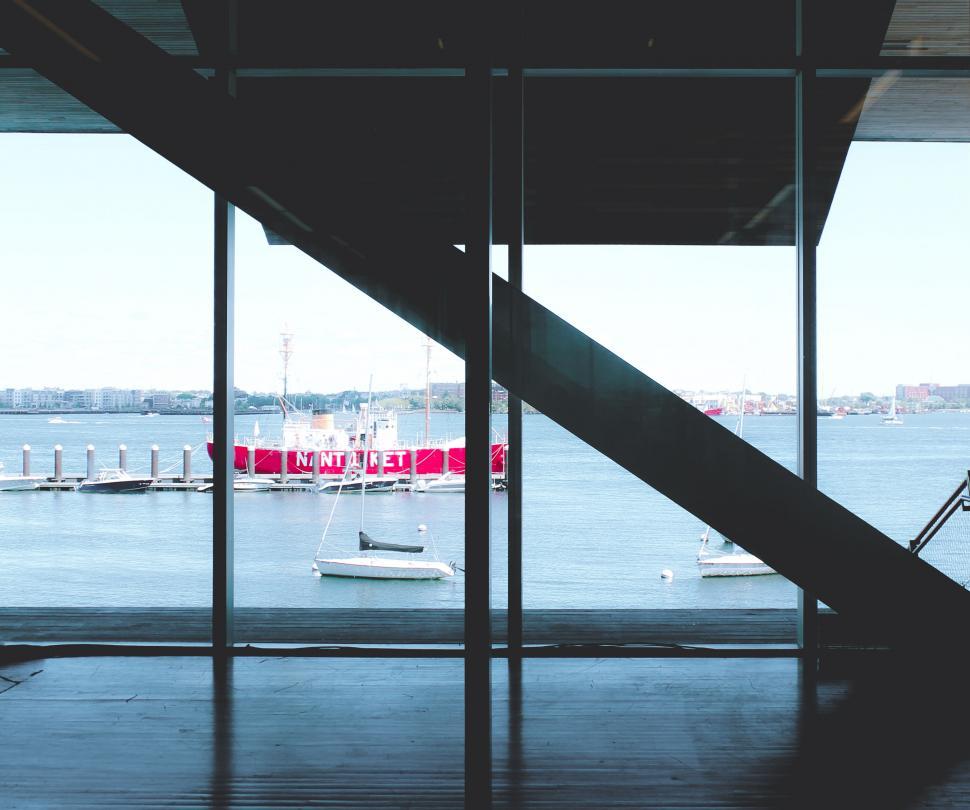 Free Image of Waterfront view from a modern interior 