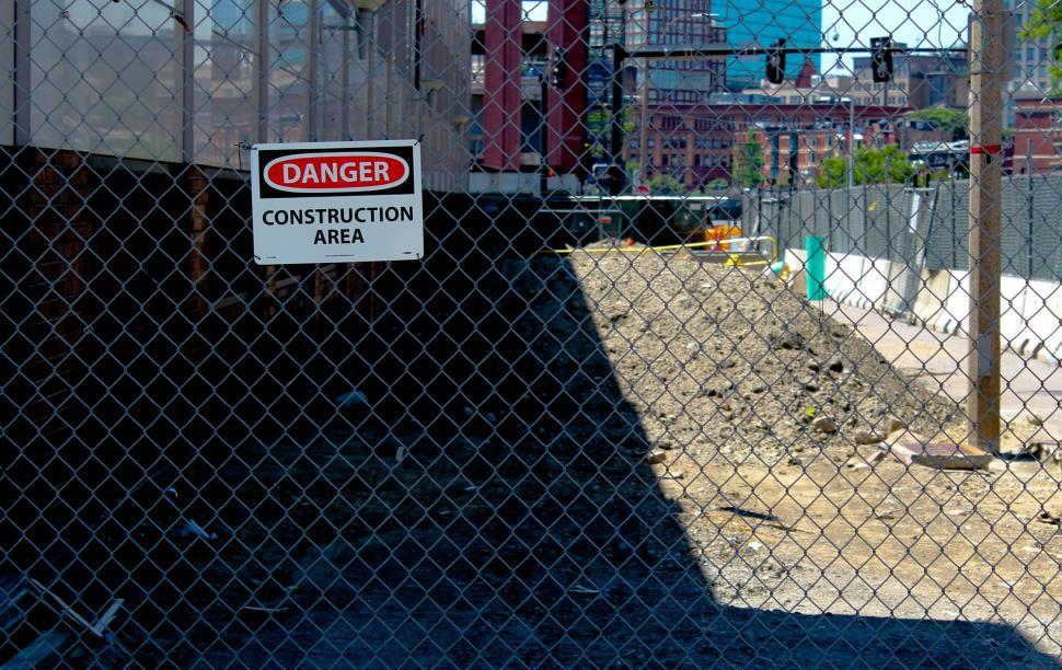 Free Image of Danger sign at a construction site 
