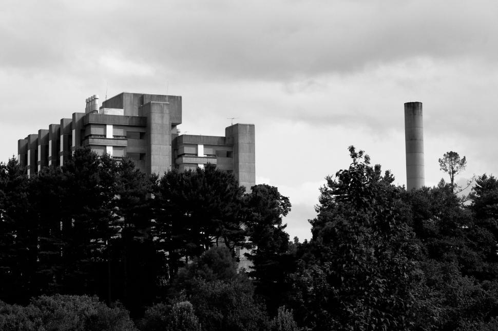 Free Image of Monochrome image of brutalist buildings 