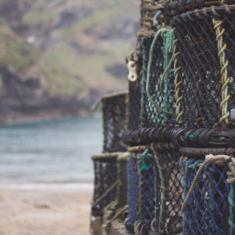 Free Image of Close-up of fisherman s crab pots by sea 