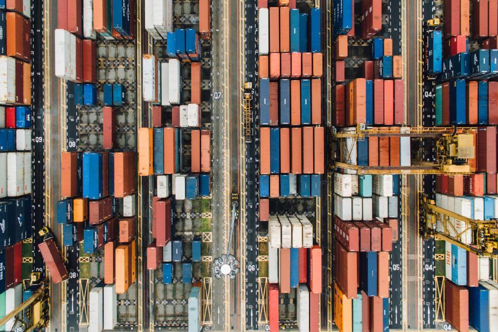 Free Image of Aerial view of colorful cargo containers 