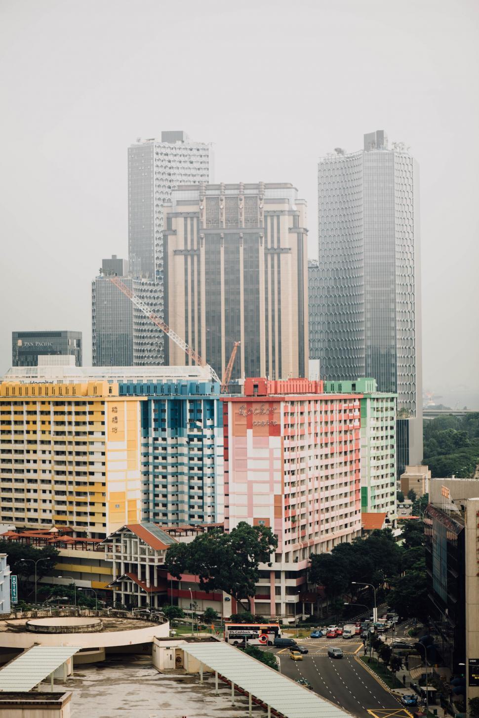 Free Image of Colorful high-rise buildings in a cityscape 