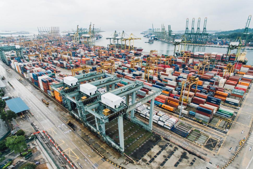Free Image of Aerial View of Busy Shipping Container Terminal 