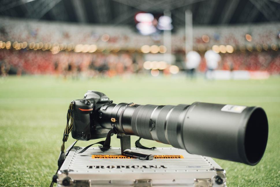 Free Image of Professional camera equipment on sports field 