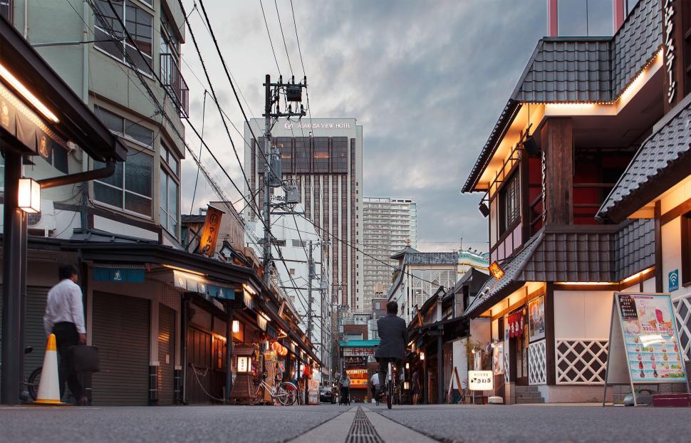 Free Image of Traditional Japanese street at twilight 