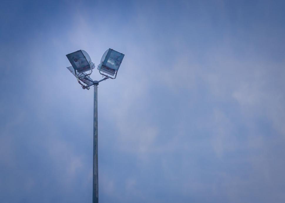 Free Image of Outdoor floodlight against a blue sky 